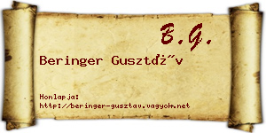 Beringer Gusztáv névjegykártya
