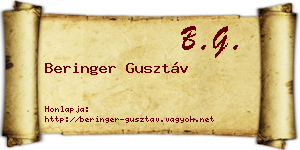 Beringer Gusztáv névjegykártya